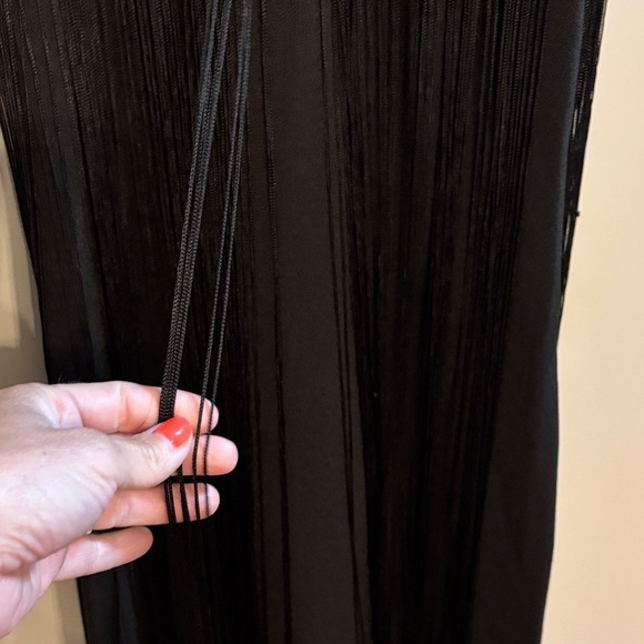 The Vintage Shop Black and Silver Fringe Dress Flapper! Sz sm - Picture 3 of 6